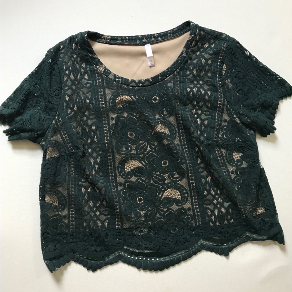 Green Lace Crop top